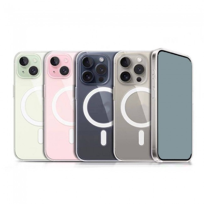 Apple iPhone 15 Pro Kılıf Magsafe Şarj Özellikli Şeffaf Sert PC Zore Embos Kapak Apple iPhone 15 Pro Kılıf Magsafe Şarj Özellikli Şeffaf Sert PC Zore Embos Kapak
