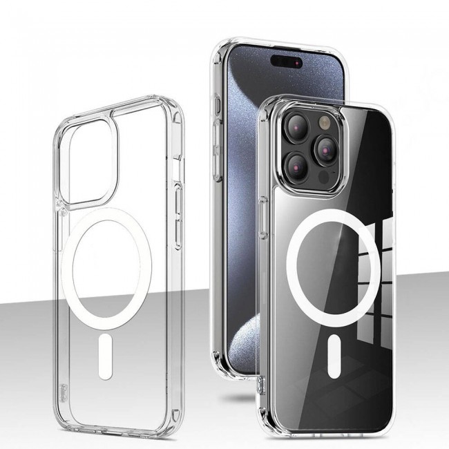 Apple iPhone 15 Pro Kılıf Magsafe Şarj Özellikli Şeffaf Sert PC Zore Embos Kapak Apple iPhone 15 Pro Kılıf Magsafe Şarj Özellikli Şeffaf Sert PC Zore Embos Kapak