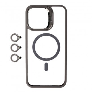 Apple iPhone 15 Pro Kılıf M-safe Şarj Özellikli Standlı Zore M-safe Klon Lensli Kapak Apple iPhone 15 Pro Kılıf M-safe Şarj Özellikli Standlı Zore M-safe Klon Lensli Kapak