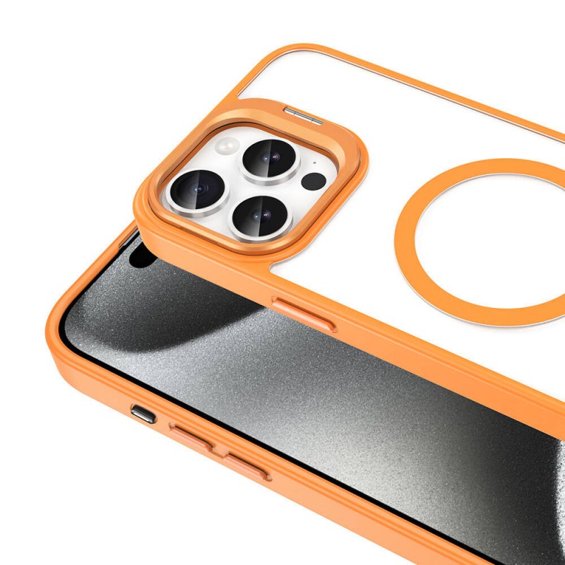 Bal-z Apple iPhone 15 Pro Kılıf M-safe Şarj Özellikli Standlı  M-safe Klon Lensli Kapak