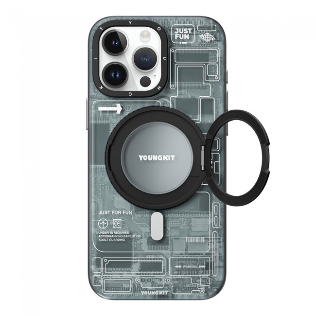 Apple iPhone 15 Pro Kılıf Magsafe Şarj Özellikli Youngkit 360° Standlı Technology Serisi Kapak Apple iPhone 15 Pro Kılıf Magsafe Şarj Özellikli Youngkit 360° Standlı Technology Serisi Kapak