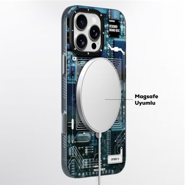 Apple iPhone 15 Pro Kılıf Magsafe Şarj Özellikli Youngkit 360° Standlı Technology Serisi Kapak Apple iPhone 15 Pro Kılıf Magsafe Şarj Özellikli Youngkit 360° Standlı Technology Serisi Kapak