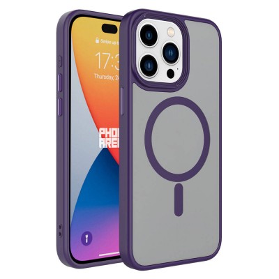 Bal-z Apple iPhone 15 Pro Kılıf Mat Arka Yüzey Wireless Şarj Özellikli  Flet M-safe Kapak