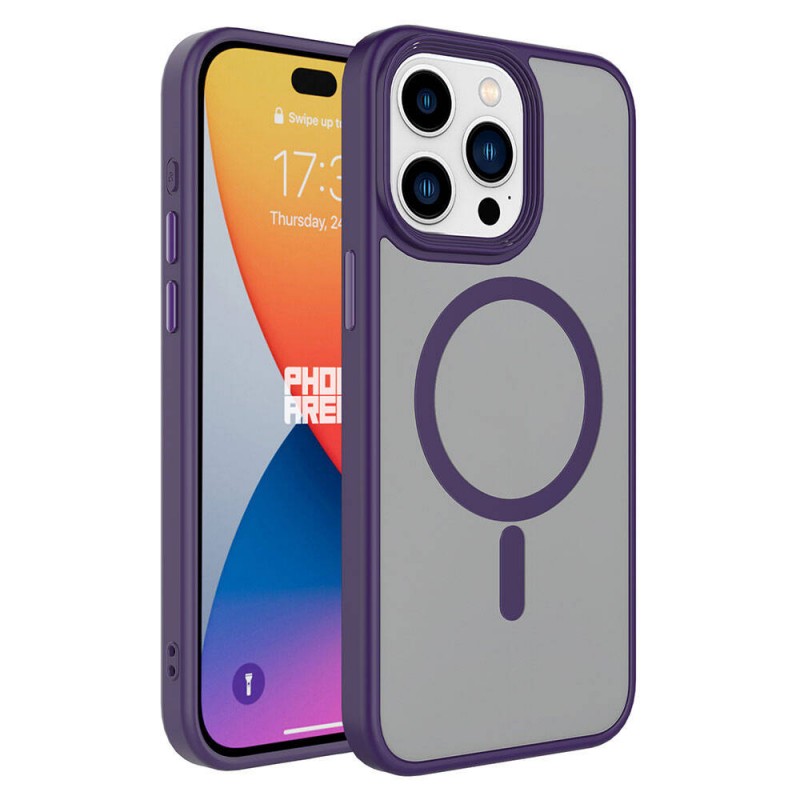 Bal-z Apple iPhone 15 Pro Kılıf Mat Arka Yüzey Wireless Şarj Özellikli  Flet M-safe Kapak