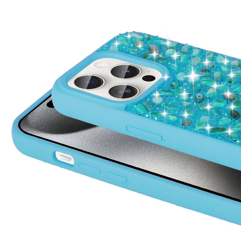 Bal-z Apple iPhone 15 Pro Kılıf Parlak Taşlı Tasarım  Linea Diamond Kapak