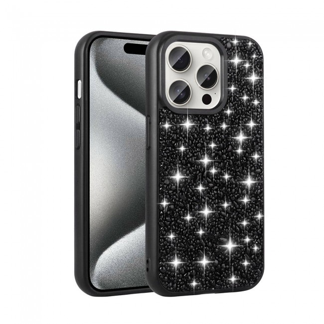 Apple iPhone 15 Pro Kılıf Parlak Taşlı Tasarım Zore Linea Kapak Apple iPhone 15 Pro Kılıf Parlak Taşlı Tasarım Zore Linea Kapak