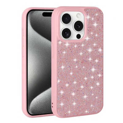 Bal-z Apple iPhone 15 Pro Kılıf Parlak Taşlı Tasarım  Pırlanta Kapak