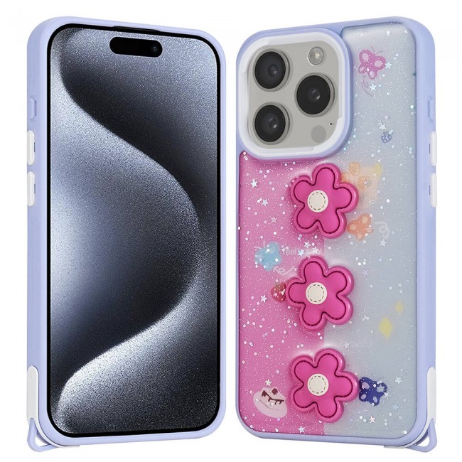 Apple iPhone 15 Pro Kılıf Parlayan Simli Kabartma Figürlü Zore Cevze Kapak Apple iPhone 15 Pro Kılıf Parlayan Simli Kabartma Figürlü Zore Cevze Kapak