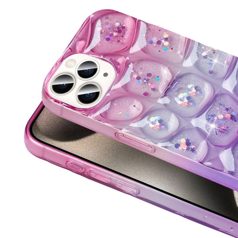 Bal-z Apple iPhone 15 Pro Kılıf Simli 3D Desenli  Hacar Kapak