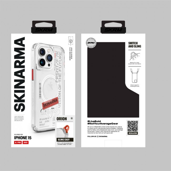 Apple iPhone 15 Pro Kılıf SkinArma Magsafe Şarj Özellikli Yazı Desenli Airbag Tasarımlı Orion Kapak Apple iPhone 15 Pro Kılıf SkinArma Magsafe Şarj Özellikli Yazı Desenli Airbag Tasarımlı Orion Kapak