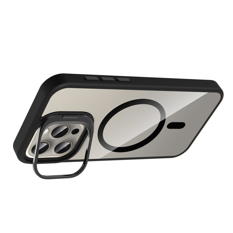 Bal-z Apple iPhone 15 Pro Kılıf Standlı ve Kamera Lens Hediyeli M-Safe Şarj Özellikli Zore Etro Kapak