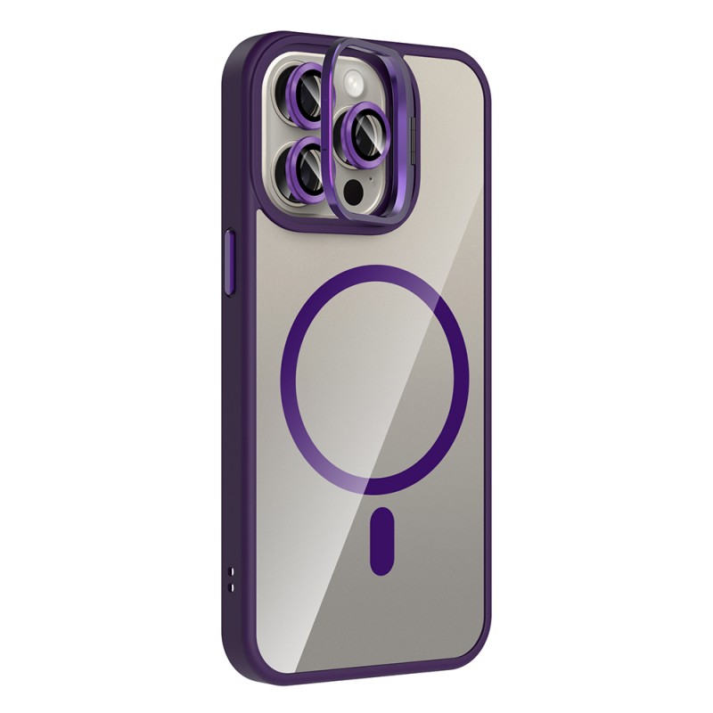 Bal-z Apple iPhone 15 Pro Kılıf Standlı ve Kamera Lens Hediyeli M-Safe Şarj Özellikli Zore Etro Kapak