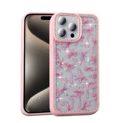 Bal-z Apple iPhone 15 Pro Kılıf Taşlı ve Simli Tasarım Zore Azra Kapak