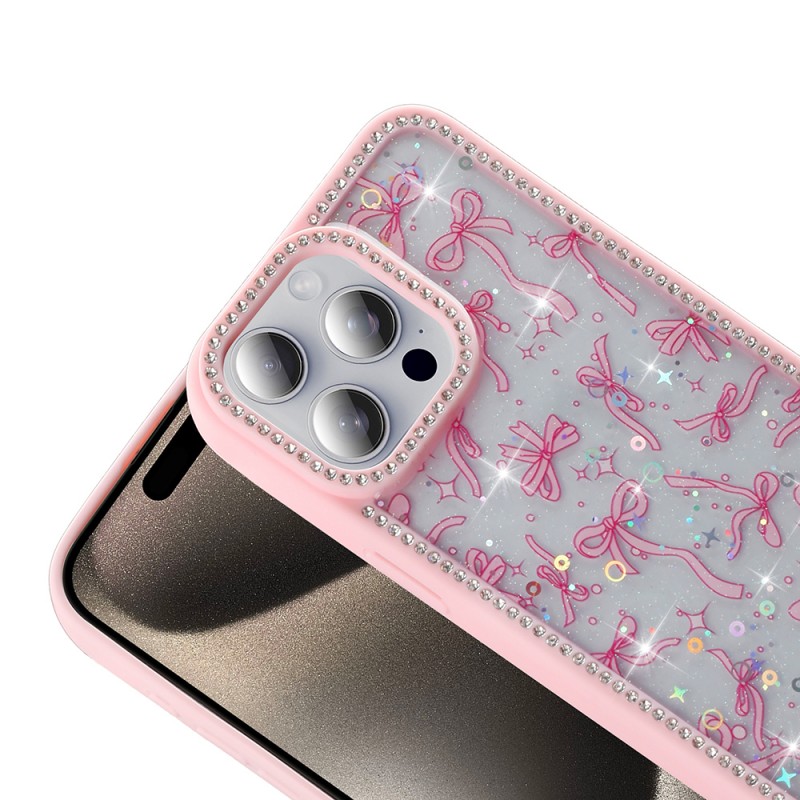 Bal-z Apple iPhone 15 Pro Kılıf Taşlı ve Simli Tasarım Zore Azra Kapak