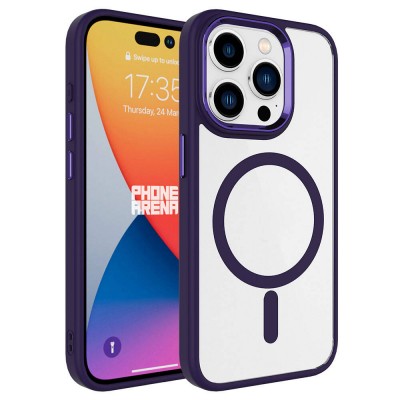 Bal-z Apple iPhone 15 Pro Kılıf Wireless Şarj Özellikli  Krom M-safe Silikon Kapak