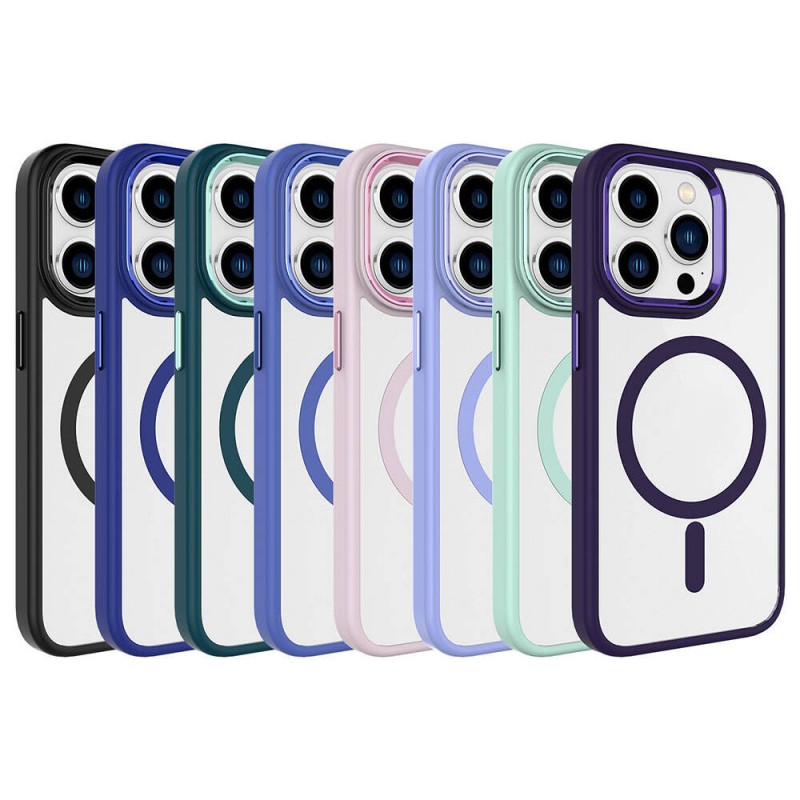 Bal-z Apple iPhone 15 Pro Kılıf Wireless Şarj Özellikli  Krom M-safe Silikon Kapak