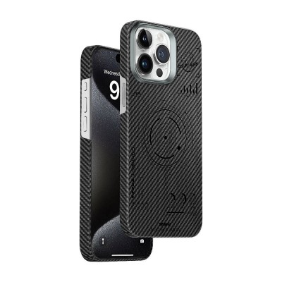 Bal-z Apple iPhone 15 Pro Kılıf Wiwu HHX-016 Karbon Fiber 600D Mars Kevlar Kapak