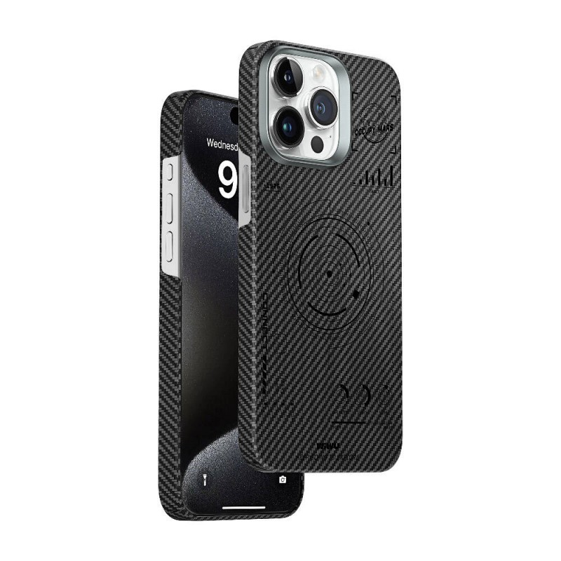 Bal-z Apple iPhone 15 Pro Kılıf Wiwu HHX-016 Karbon Fiber 600D Mars Kevlar Kapak