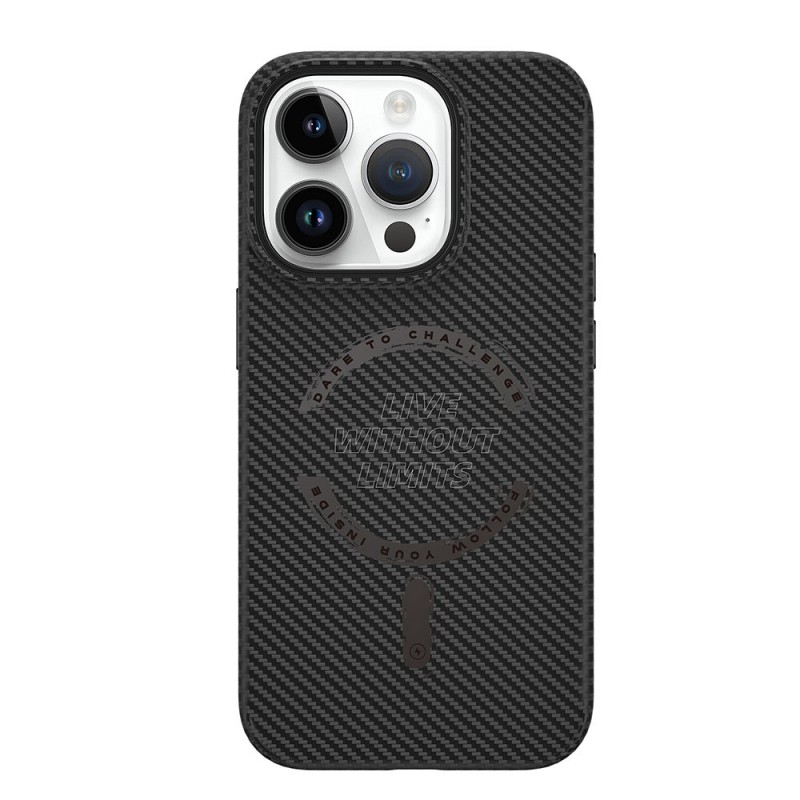 Bal-z Apple iPhone 15 Pro Kılıf Wiwu LCC-107 Karbon Fiber M-safe Şarj Özellikli Kamera Korumalı Kabon Kapak