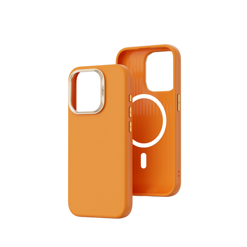 Bal-z Apple iPhone 15 Pro Kılıf Wiwu SP-019 M-safe Şarj Özellikli Vegan Leather Deri Kapak