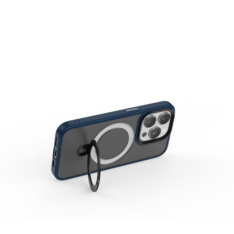 Bal-z Apple iPhone 15 Pro Max Kılıf Wiwu ZMM-010 M-safe Şarj Özellikli Mat Arka Yüzey Standlı Kapak