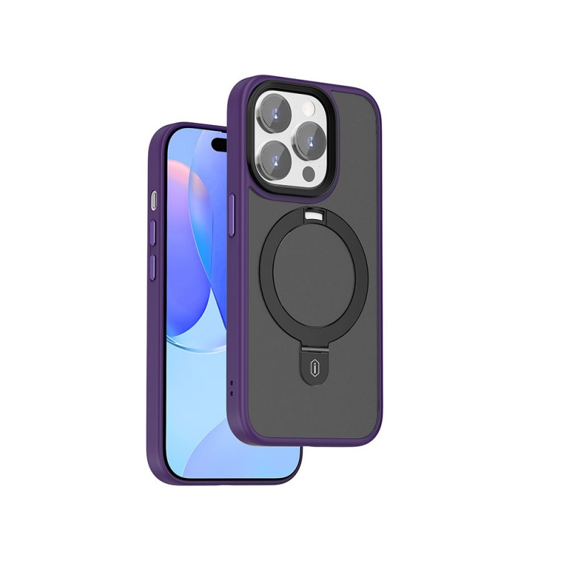 Bal-z Apple iPhone 15 Pro Kılıf Wiwu ZMM-010 M-safe Şarj Özellikli Mat Arka Yüzey Standlı Kapak