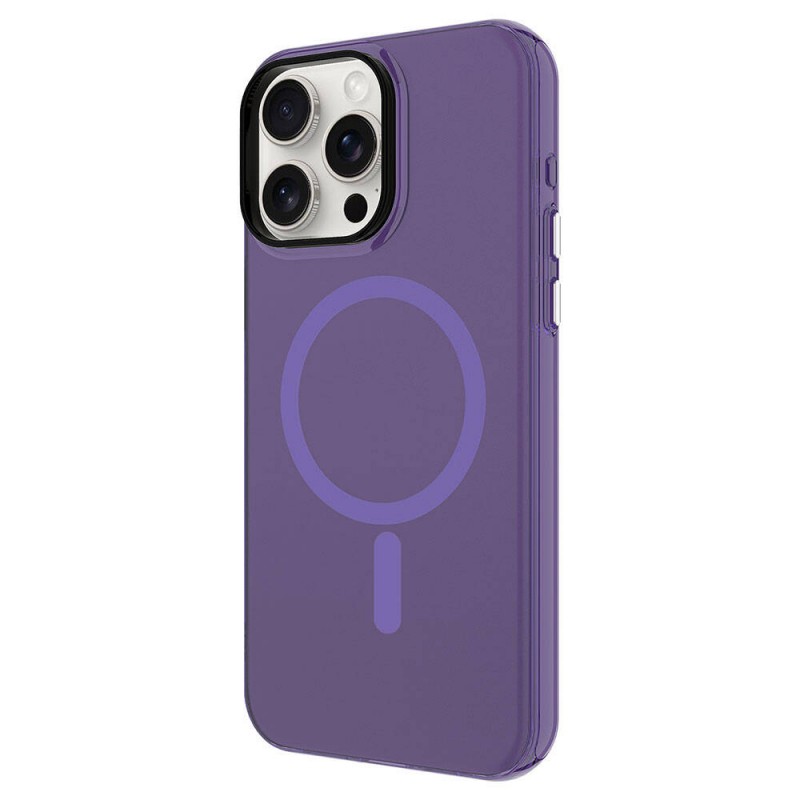 Bal-z Apple iPhone 15 Pro Kılıf  M-safe Şarj Özellikli Buzlu Transparan C-Pro Sert Kapak