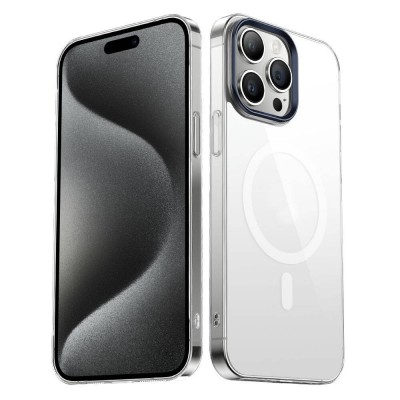 Bal-z Apple iPhone 15 Pro Kılıf  Wireless Şarj Özellikli Şeffaf G-Glass Kapak