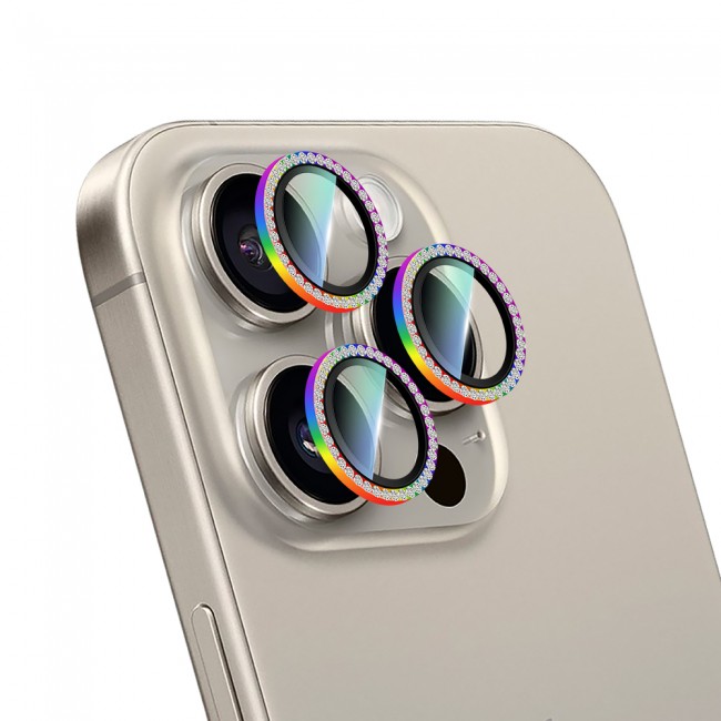 Apple iPhone 15 Pro Max CaseWorld Alloy Sparkling Diamond Serisi Taşlı Lens Koruyucu Apple iPhone 15 Pro Max CaseWorld Alloy Sparkling Diamond Serisi Taşlı Lens Koruyucu