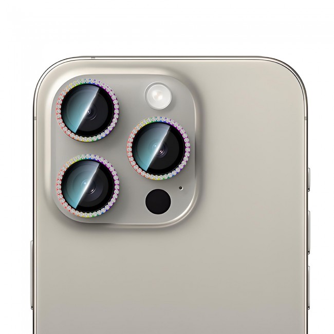 Apple iPhone 15 Pro Max CaseWorld Alloy Sparkling Diamond Serisi Taşlı Lens Koruyucu Apple iPhone 15 Pro Max CaseWorld Alloy Sparkling Diamond Serisi Taşlı Lens Koruyucu