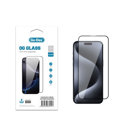 Bal-z Apple iPhone 15 Pro Max Go Des OG Glass Antistatik Temperli Cam Ekran Koruyucu