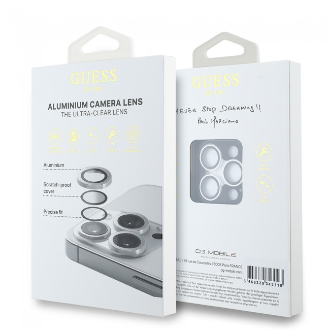 Apple iPhone 15 Pro Max Guess Orjinal Lisanslı Metal Kamera Lens Koruyucu