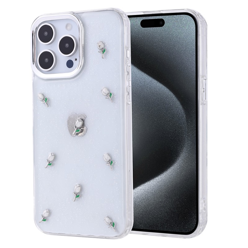 Bal-z Apple iPhone 15 Pro Max Kılıf Airbag Tasarımlı Simli Şeffaf Zore Kutup Kapak