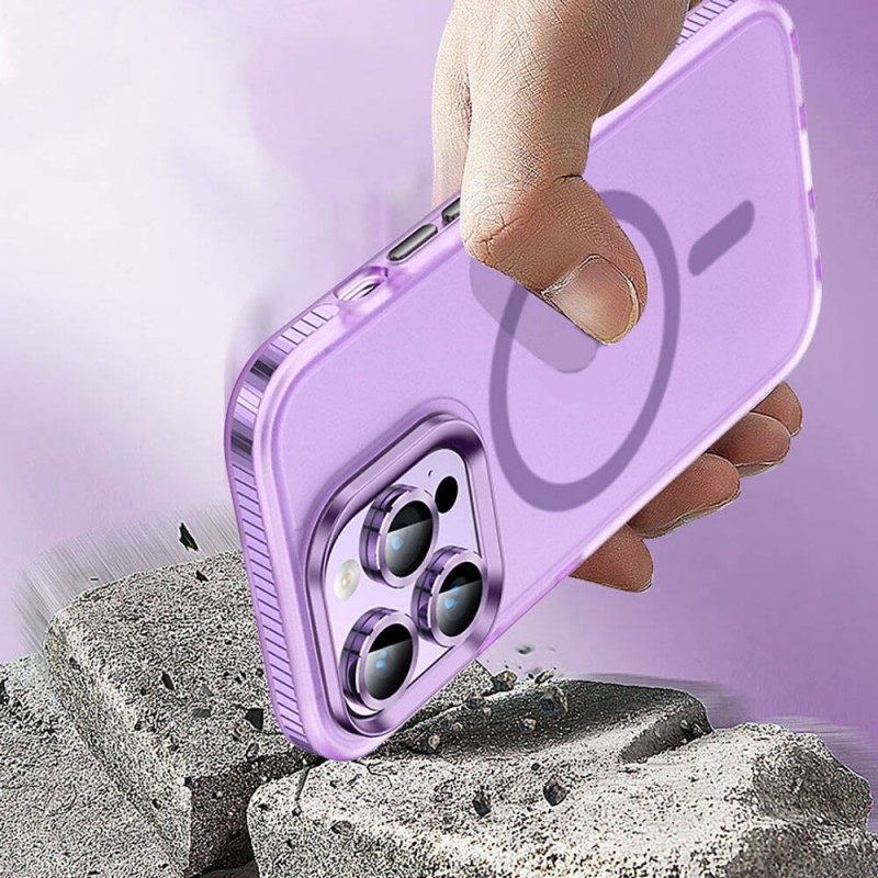 Bal-z Apple iPhone 15 Pro Max Kılıf Airbagli M-safe Wireless Şarj Özellikli Lens Koruyuculu  Klaptika Kapak