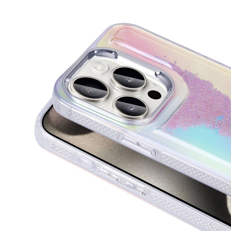 Bal-z Apple iPhone 15 Pro Max Kılıf Airbagli Renkli Arka Yüzey Boncuk Tasarımlı Zore Kumul Kapak