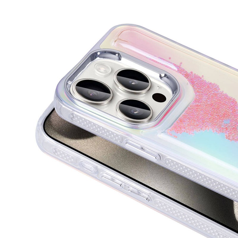 Bal-z Apple iPhone 15 Pro Max Kılıf Airbagli Renkli Arka Yüzey Boncuk Tasarımlı Zore Kumul Kapak