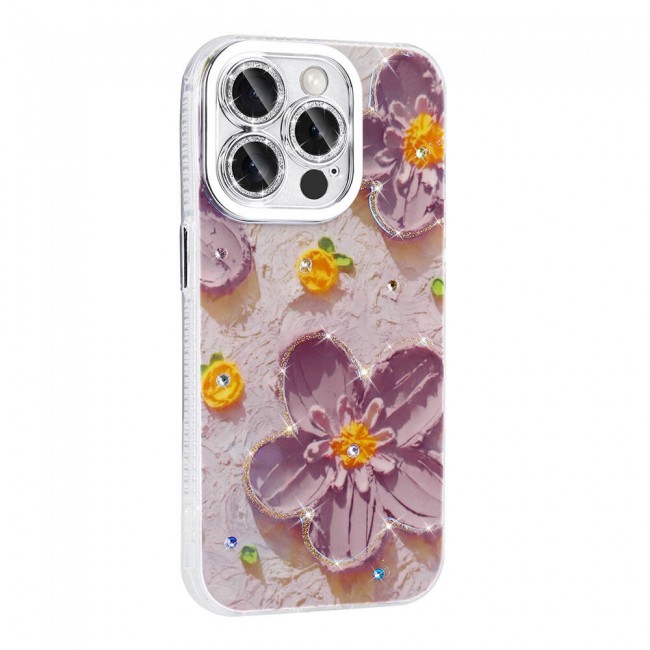 Apple iPhone 15 Pro Max Kılıf Çiçek Desenli Parlak Taşlı Sert Silikon Zore Garden Kapak Apple iPhone 15 Pro Max Kılıf Çiçek Desenli Parlak Taşlı Sert Silikon Zore Garden Kapak