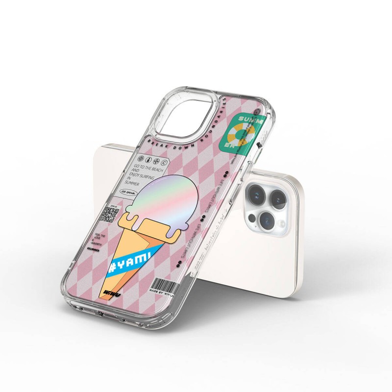 Bal-z Apple iPhone 15 Pro Max Kılıf Çift Katman Desenli Wiwu Summer Serisi Kapak