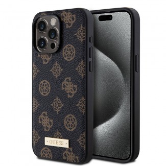 Apple iPhone 15 Pro Max Kılıf Guess Magsafe Şarj Özellikli PU Deri Desenli Metal Plaka Logolu Kapak Apple iPhone 15 Pro Max Kılıf Guess Magsafe Şarj Özellikli PU Deri Desenli Metal Plaka Logolu Kapak
