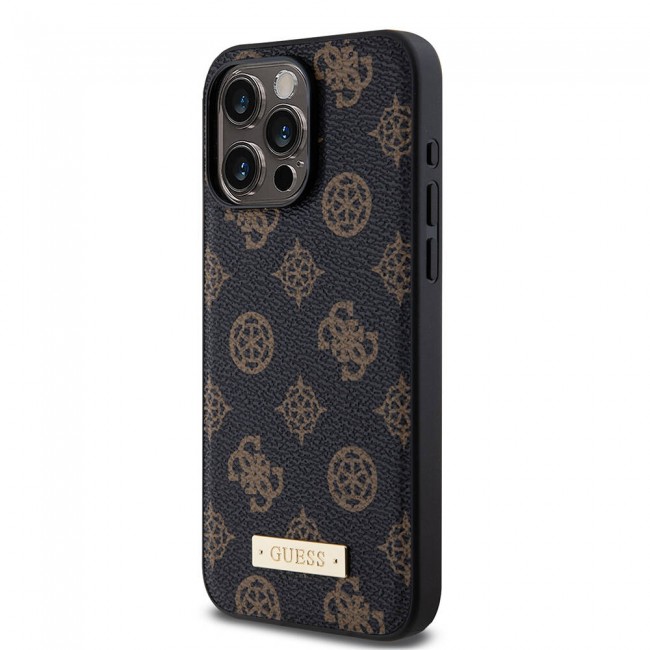 Apple iPhone 15 Pro Max Kılıf Guess Magsafe Şarj Özellikli PU Deri Desenli Metal Plaka Logolu Kapak Apple iPhone 15 Pro Max Kılıf Guess Magsafe Şarj Özellikli PU Deri Desenli Metal Plaka Logolu Kapak