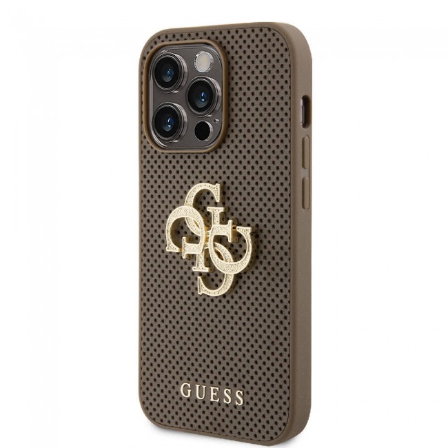 Apple iPhone 15 Pro Max Kılıf Guess Orjinal Lisanslı Delikli Yazı ve 4G Glitter Büyük Metal Logolu Kapak Apple iPhone 15 Pro Max Kılıf Guess Orjinal Lisanslı Delikli Yazı ve 4G Glitter Büyük Metal Logolu Kapak