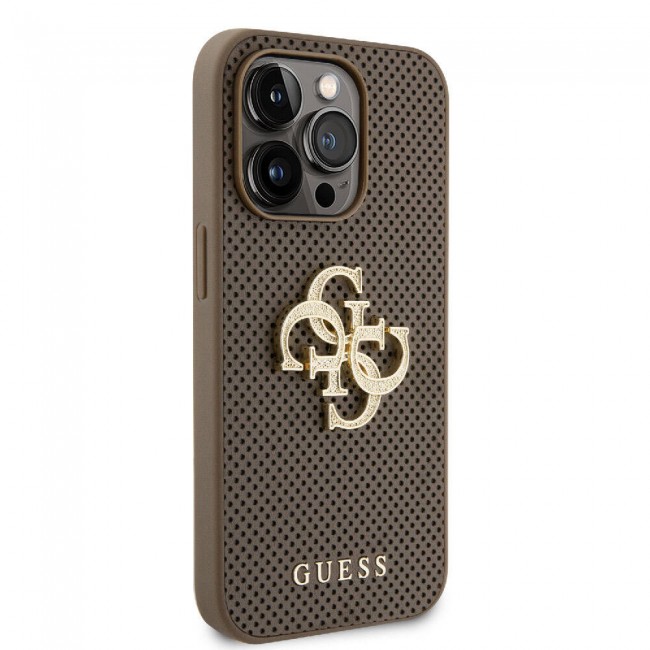 Apple iPhone 15 Pro Max Kılıf Guess Orjinal Lisanslı Delikli Yazı ve 4G Glitter Büyük Metal Logolu Kapak Apple iPhone 15 Pro Max Kılıf Guess Orjinal Lisanslı Delikli Yazı ve 4G Glitter Büyük Metal Logolu Kapak