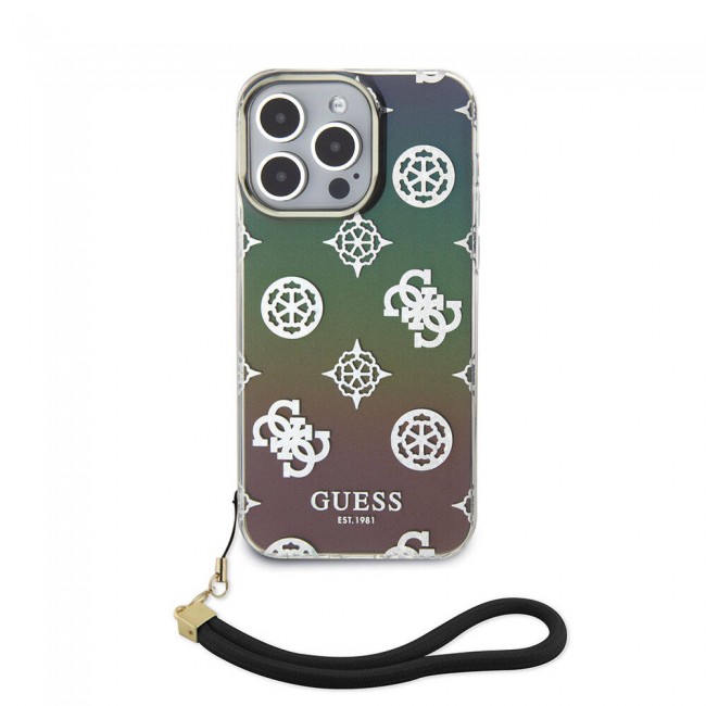 Apple iPhone 15 Pro Max Kılıf Guess Orjinal Lisanslı Desenli Yazı Logolu Askı İpli Holografik Glitter Peony Kapak Apple iPhone 15 Pro Max Kılıf Guess Orjinal Lisanslı Desenli Yazı Logolu Askı İpli Holografik Glitter Peony Kapak