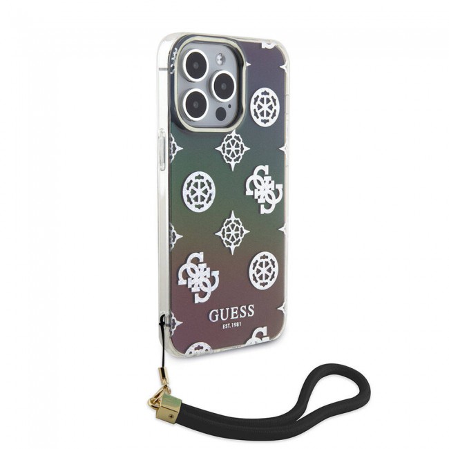 Apple iPhone 15 Pro Max Kılıf Guess Orjinal Lisanslı Desenli Yazı Logolu Askı İpli Holografik Glitter Peony Kapak Apple iPhone 15 Pro Max Kılıf Guess Orjinal Lisanslı Desenli Yazı Logolu Askı İpli Holografik Glitter Peony Kapak