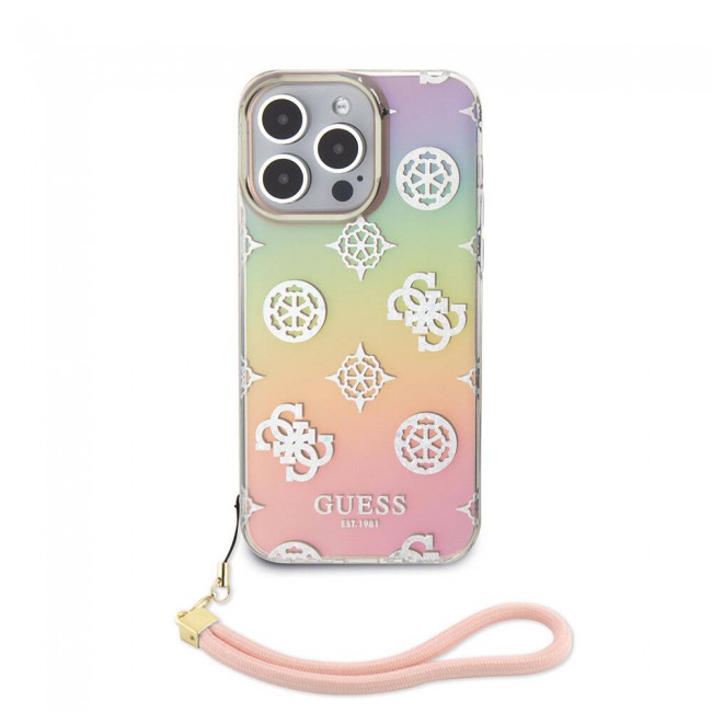 Apple iPhone 15 Pro Max Kılıf Guess Orjinal Lisanslı Desenli Yazı Logolu Askı İpli Holografik Glitter Peony Kapak Apple iPhone 15 Pro Max Kılıf Guess Orjinal Lisanslı Desenli Yazı Logolu Askı İpli Holografik Glitter Peony Kapak