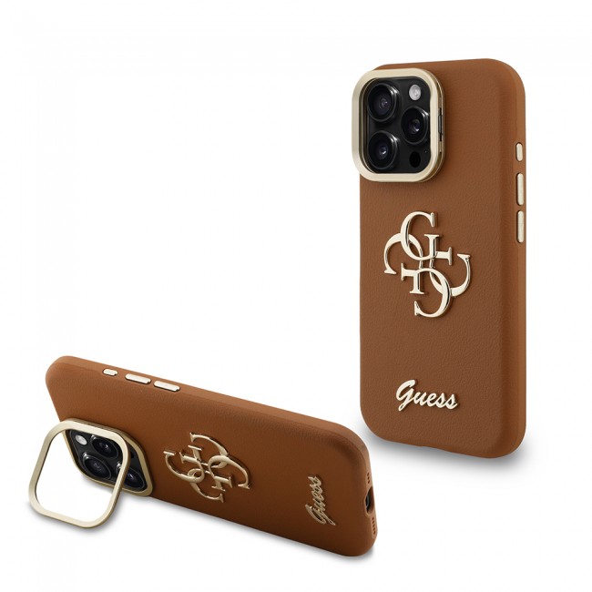 Apple iPhone 15 Pro Max Kılıf Guess Orjinal Lisanslı Grained Yazı Logolu Kamera Standlı Kapak