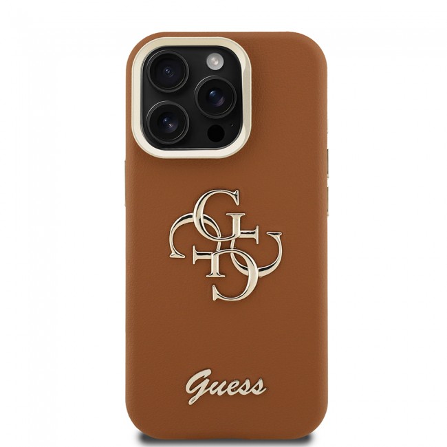 Apple iPhone 15 Pro Max Kılıf Guess Orjinal Lisanslı Grained Yazı Logolu Kamera Standlı Kapak