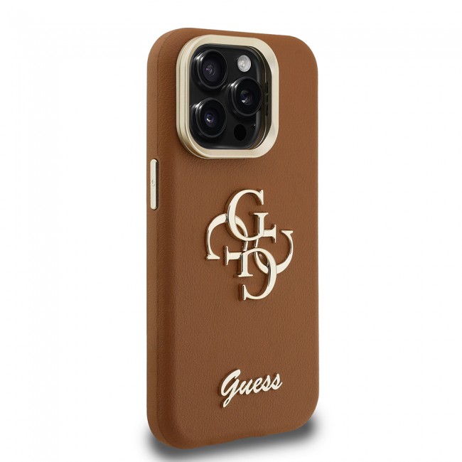 Apple iPhone 15 Pro Max Kılıf Guess Orjinal Lisanslı Grained Yazı Logolu Kamera Standlı Kapak