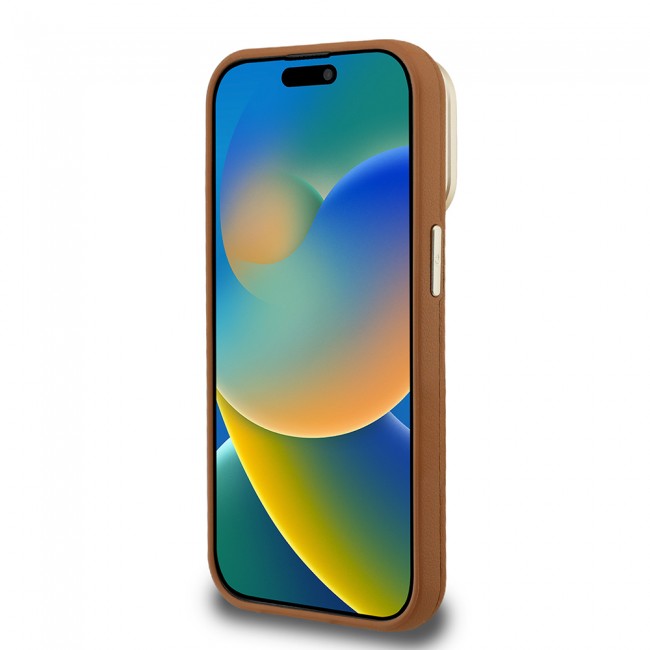 Apple iPhone 15 Pro Max Kılıf Guess Orjinal Lisanslı Grained Yazı Logolu Kamera Standlı Kapak
