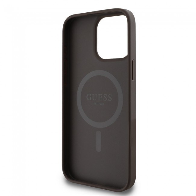 Apple iPhone 15 Pro Max Kılıf Guess Orjinal Lisanslı Magsafe Şarj Özellikli 4G Desen Yazı Logolu Kapak Apple iPhone 15 Pro Max Kılıf Guess Orjinal Lisanslı Magsafe Şarj Özellikli 4G Desen Yazı Logolu Kapak